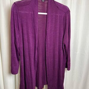 Notations Magenta Open-Front Cardigan Sweater